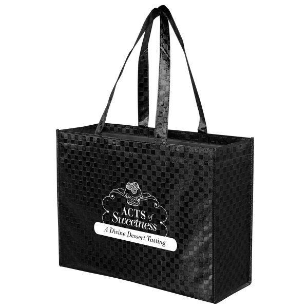 LP16613-Metallic Gloss Designer Tote Bag With Patterned Finish (16W x 6 x 13H) - Image 3