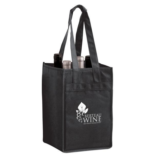 Vine4 Four Bottle Non Woven Wine Tote Bag (7W x 7D x 11H) - Image 2