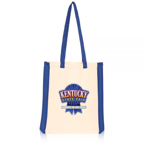Side Stripes Cotton Tote Bags ATOT3770 (14.75W x 16H x 1.75G) - Image 2